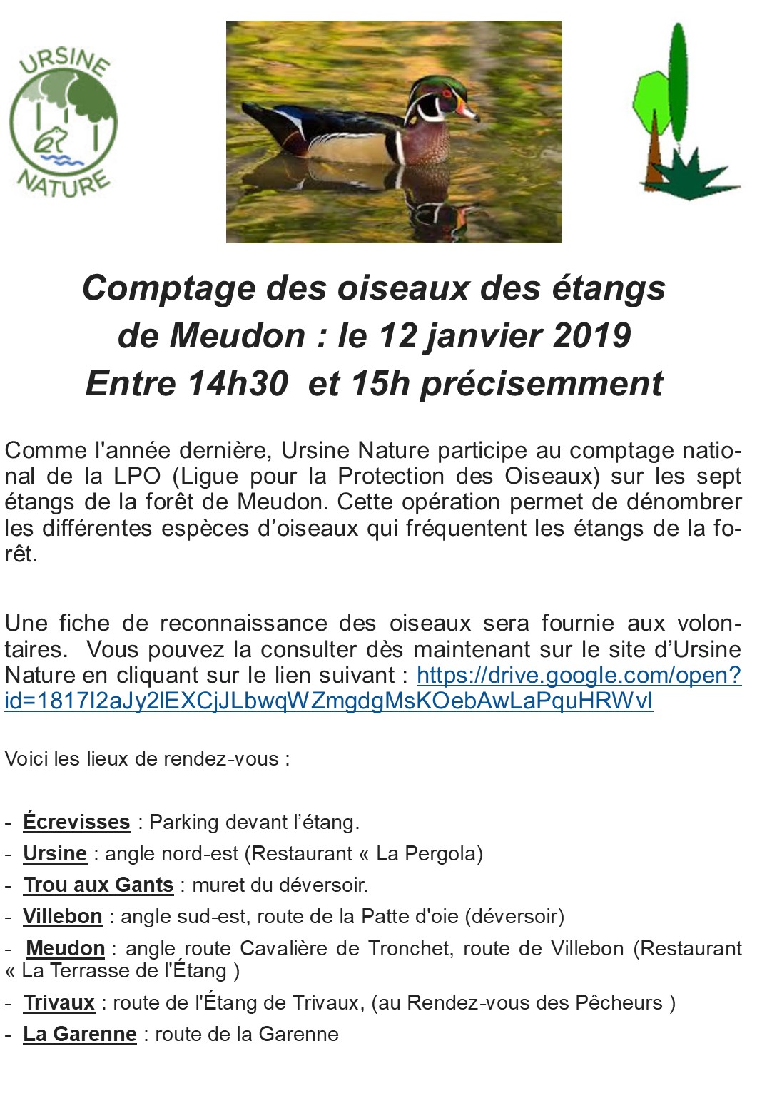 Lire la suite à propos de l’article Comptage oiseaux des étangs