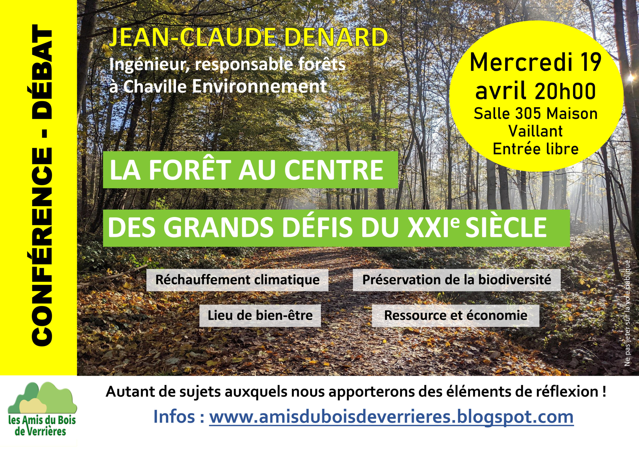 You are currently viewing 19 AVRIL 2023: Conférence – La forêt au centre des grands défis du XXI siècle